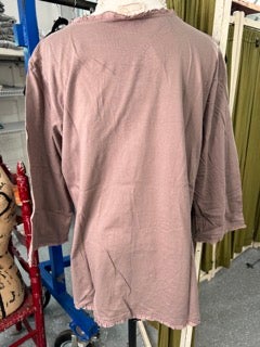 FINAL SALE Paper Lace-Ruffle Hem Quarter Sleeve Top (Plum)