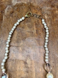 African Bead and Jade Flower Necklace- ERR Original