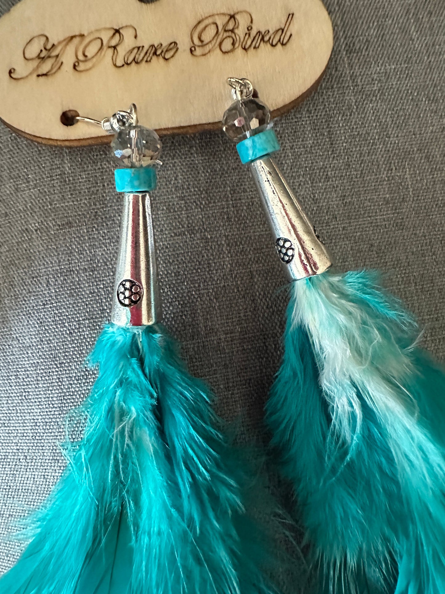 Rare Bird Turquoise Feather Earring