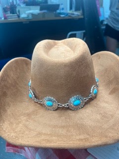 Brown Cowgirl Hat with Turquoise Band