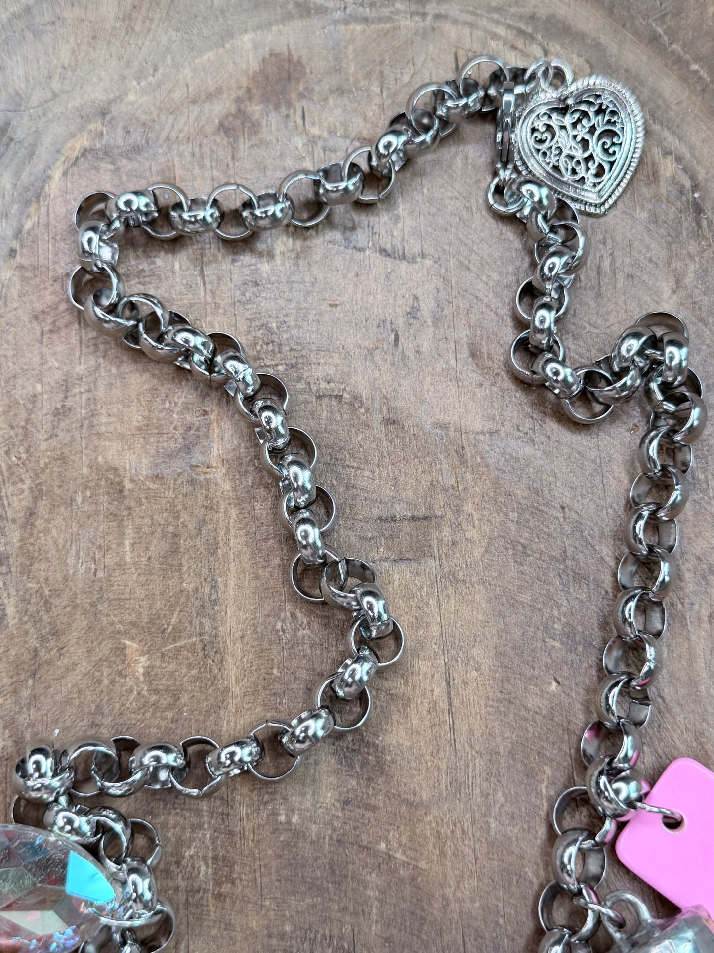Pink Glitter Cowgirl Charm Necklace