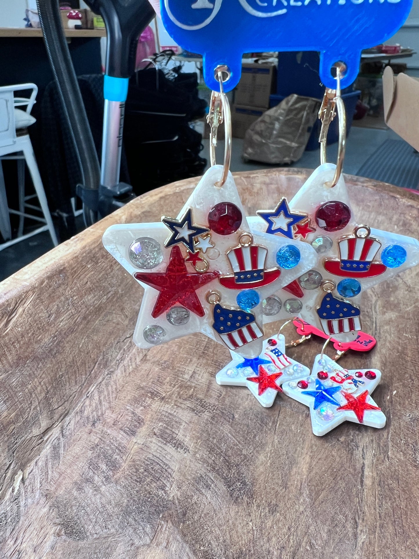 Rakel J Creations- Patriotic Star Earrings