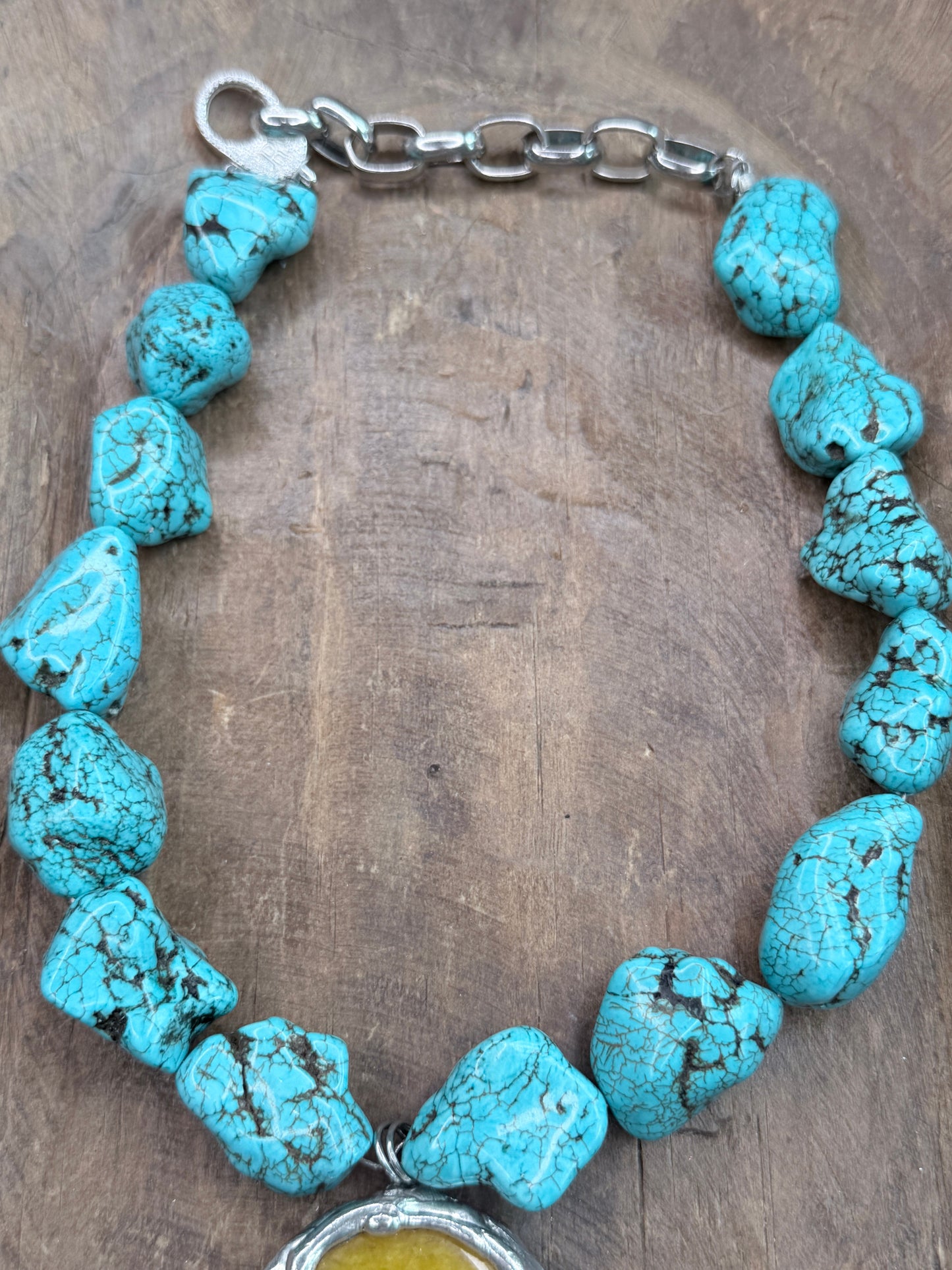 Chunky Turquoise and Red Domino Necklace