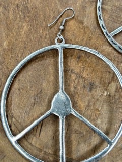 Large Turquoise Peace Sign Earrings