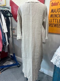 FINAL SALE Paper Lace- Long Sleeve Linen Dress (Natural)