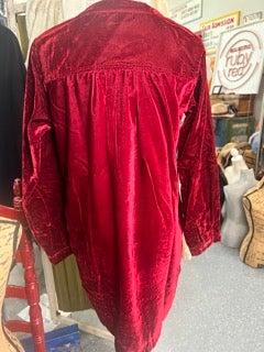 FINAL SALE Paper Lace- Long Sleeve Red Velvet Dress/Tunic (Wine)