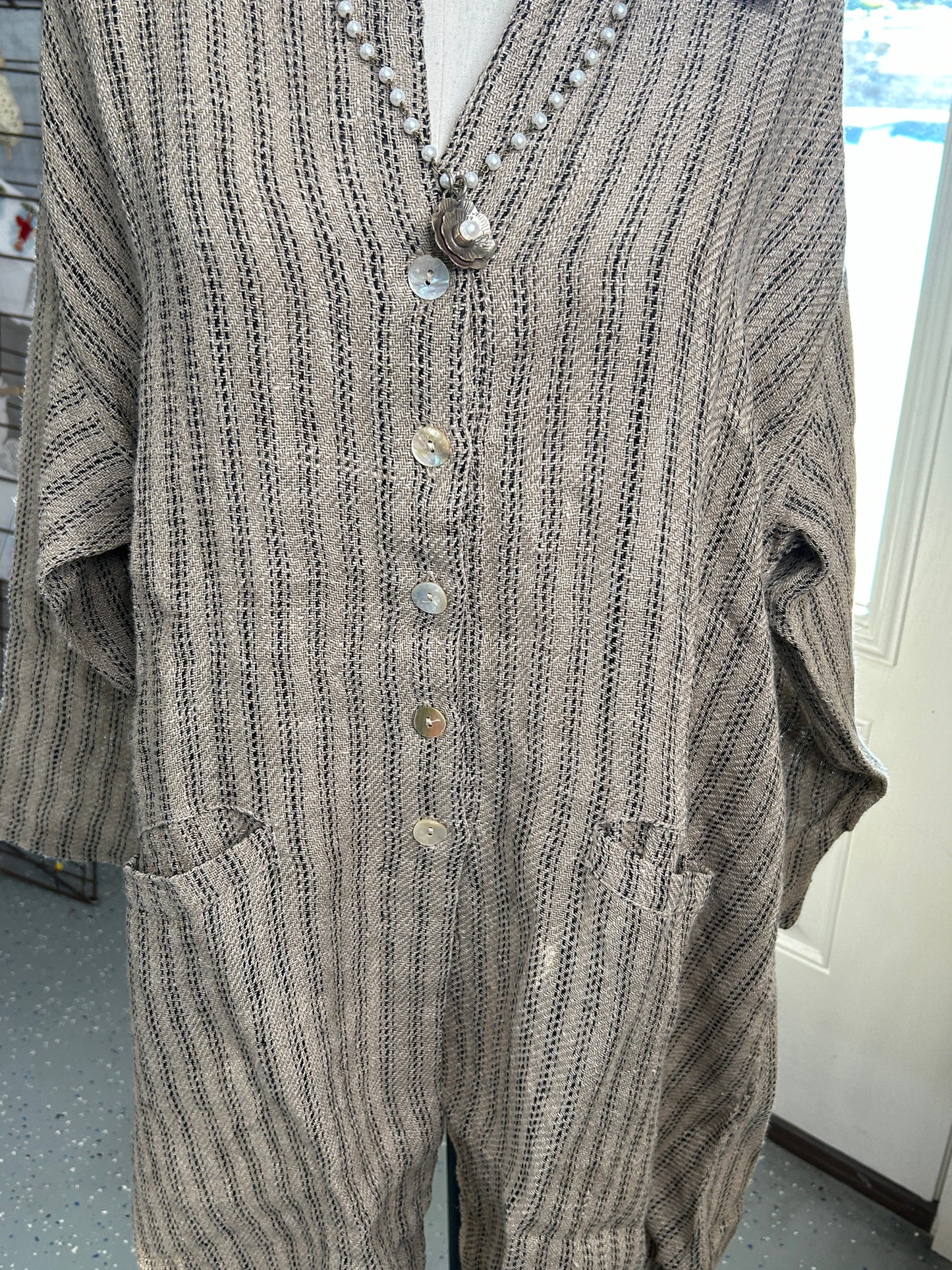 FINAL SALE Paper Lace- Button Down Jacket with Pockets (Burlap)