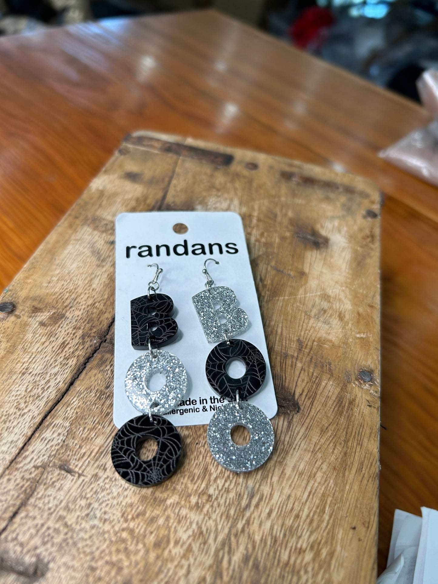 Acrylic Glitter Boo Earrings