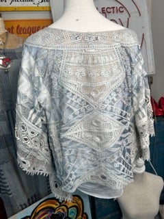Origami- Crochet and Lace Poncho Top (Denim)