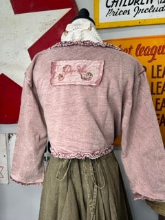 final sale Paper Lace- Short Jacket with Rushing and Flowers (Brown)