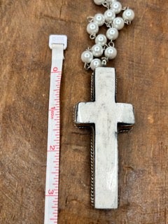 Large Bone Carved Cross Necklace