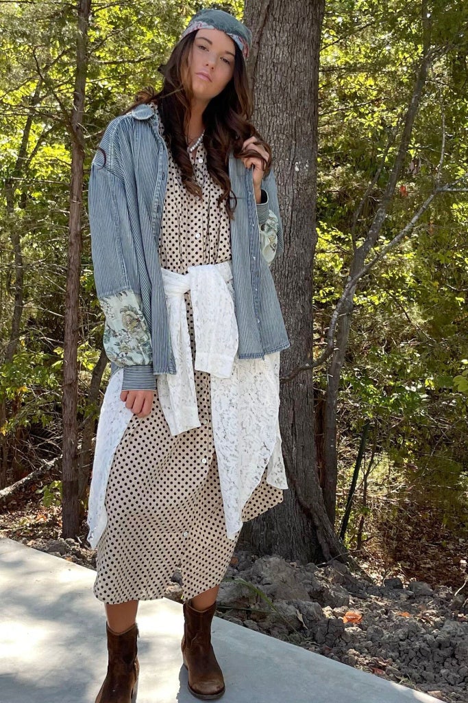 Jaded Gypsy- Sweet Nothings Dress (Taupe Dot)