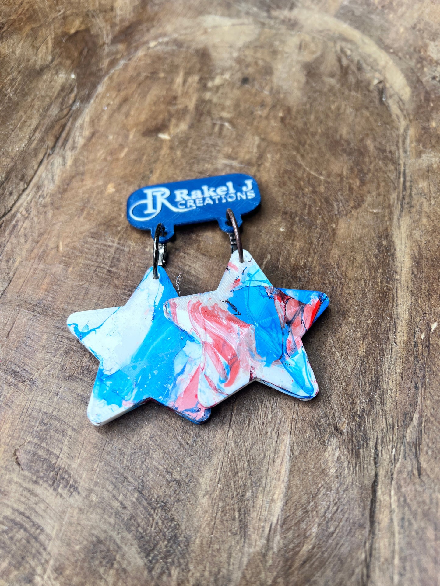 Rakel J Creations- Red, White, and Blue Star Earrings (LIGHT)
