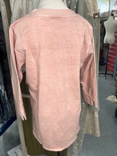 FINAL SALE Paper Lace- V-Neck Fleece Top (Pink)