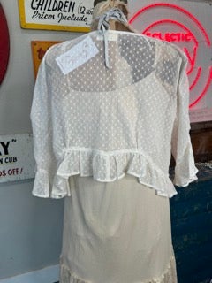 FINAL SALE! Paper Lace- Embroidered Lace Overlay (Cream)