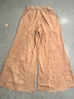 Mineral Wash Eyelet Flare Pants (Latte)