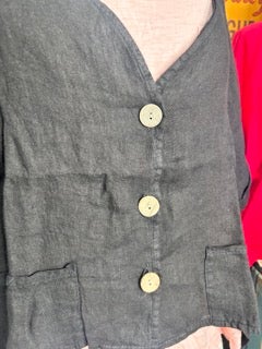 SALE!!! Button Up Linen Jacket (Black)