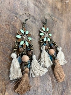 Boho Flower Tassel Earrings