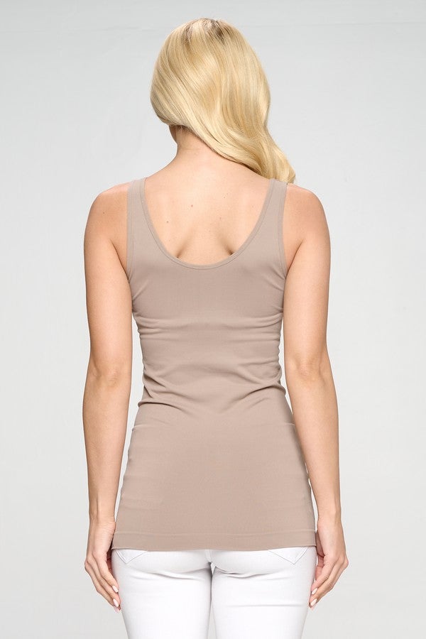 Reversible V or U Neckline Seamless Tank (Light Mocha)
