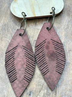 Rare Bird- Red Leather Feather Rhinestone Earrings
