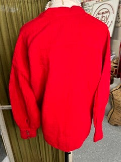 Long Sleeve Button Up Mineral Wash Top (Red)