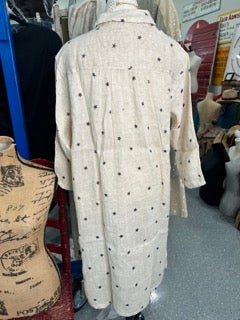 FINAL SALE Paper Lace- 3/4 Sleeve Star Print Tunic/Dress (Natural)