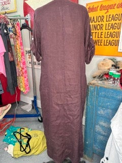 FIINAL SALE Sheer Button Sleeve Linen Dress (Purple)