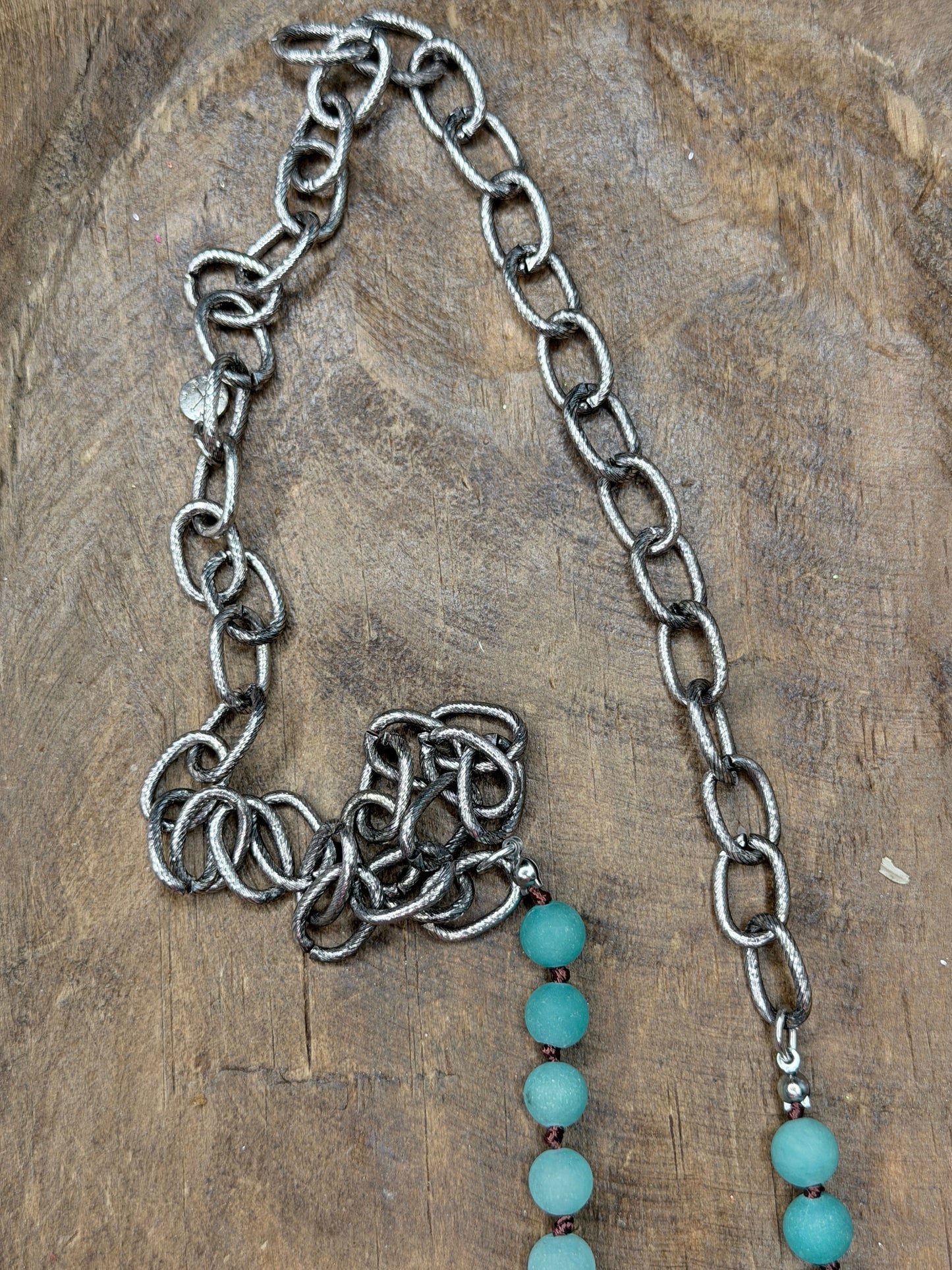 Lost & Found- Long Silver and Blue Crystal Necklace