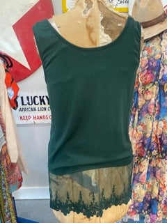 Origami- Lace Tank (Dark Green)