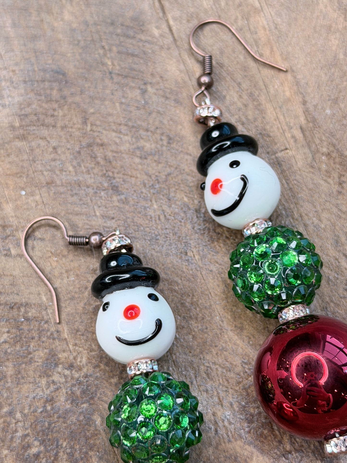 Red and Green Snowman Earrings - ERR ORIGINAL