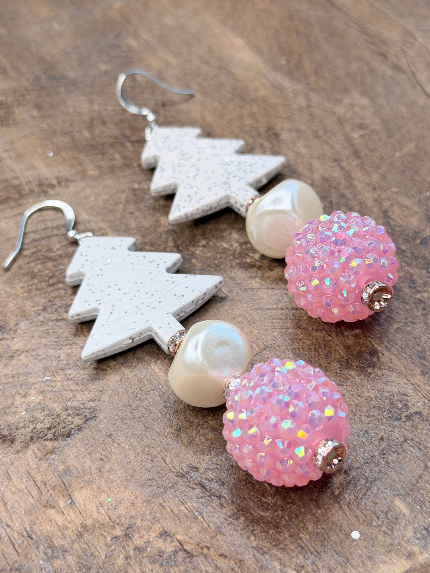 Pink Pave Christmas Tree Earrings - ERR ORIGINAL