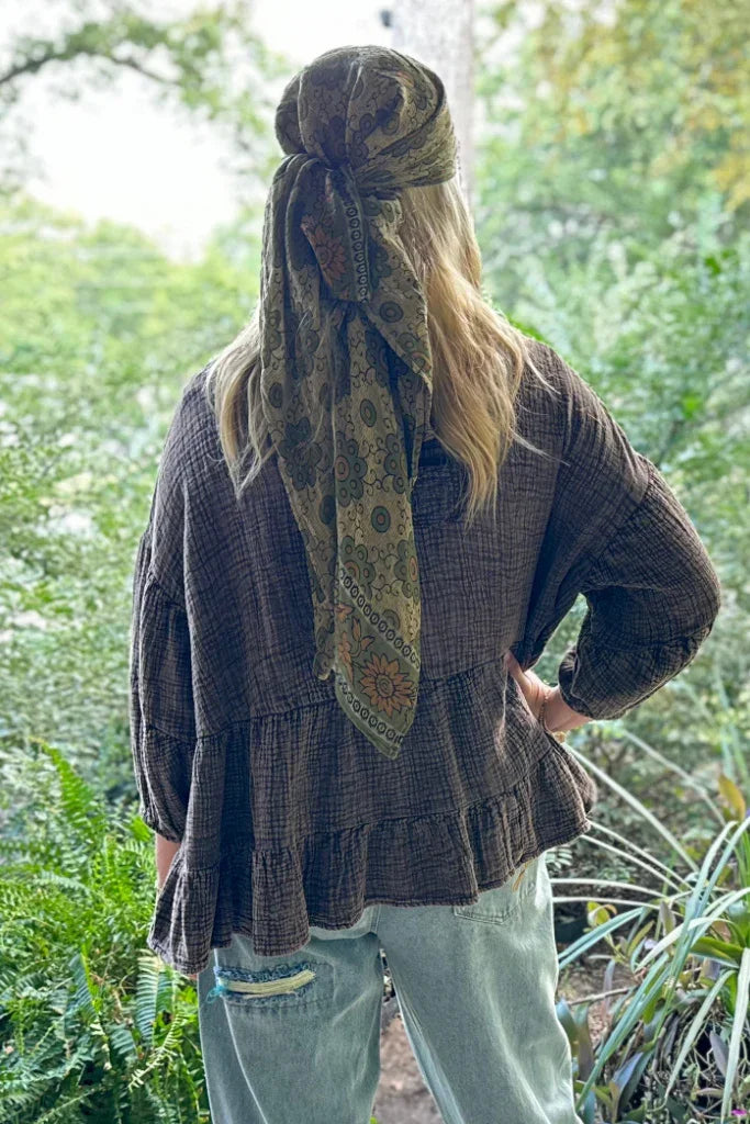 Jaded Gypsy- On The Rise Top (Vintage Chocolate)