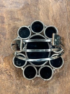 German Silver Carved Onyx Cuff