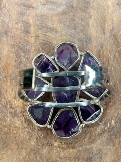German Silver Unique Amethyst Cuff
