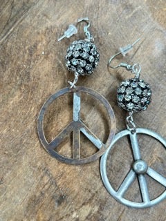 Art by Amy- Blingy Peace Sign Earrings