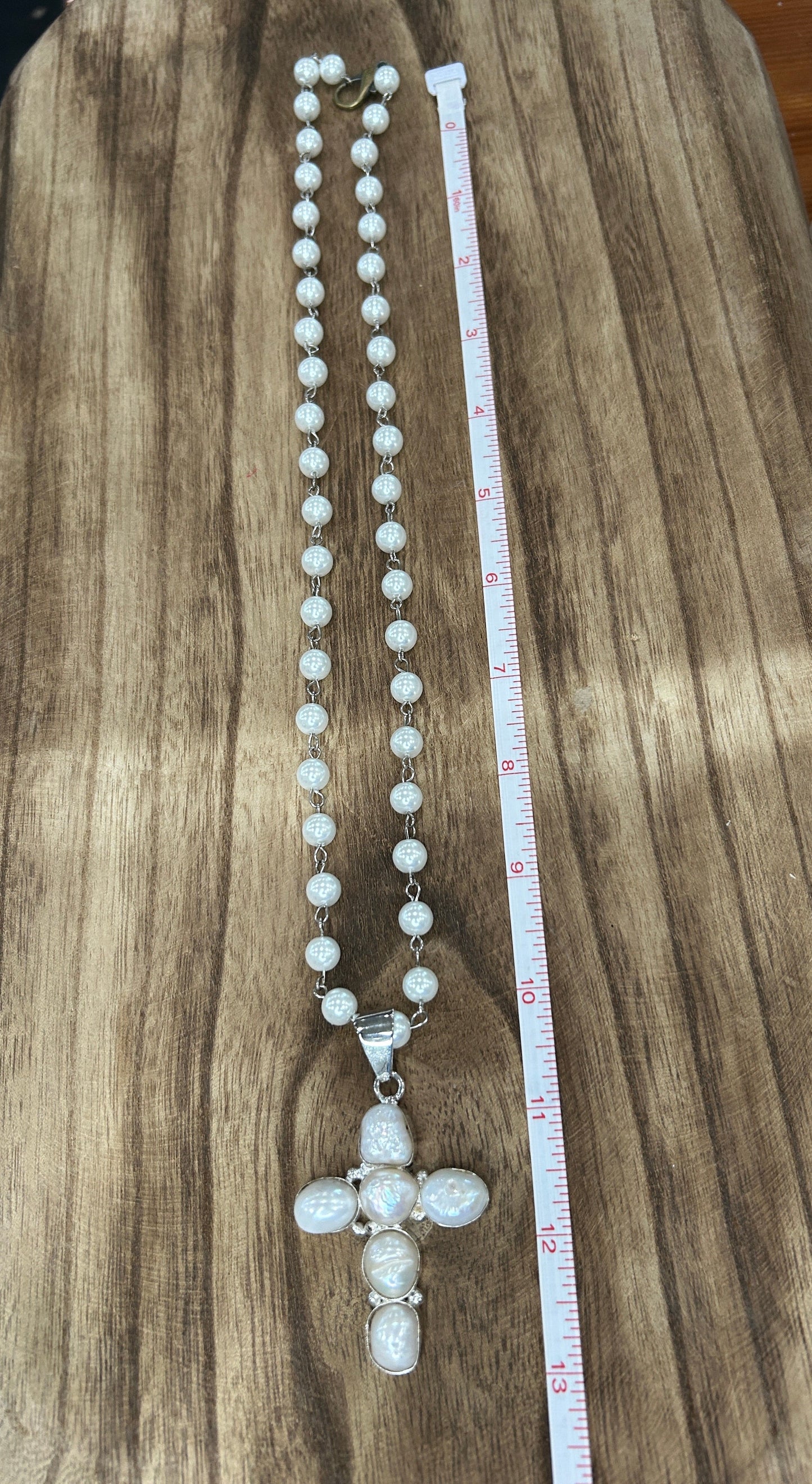 Pearly Cross Necklace