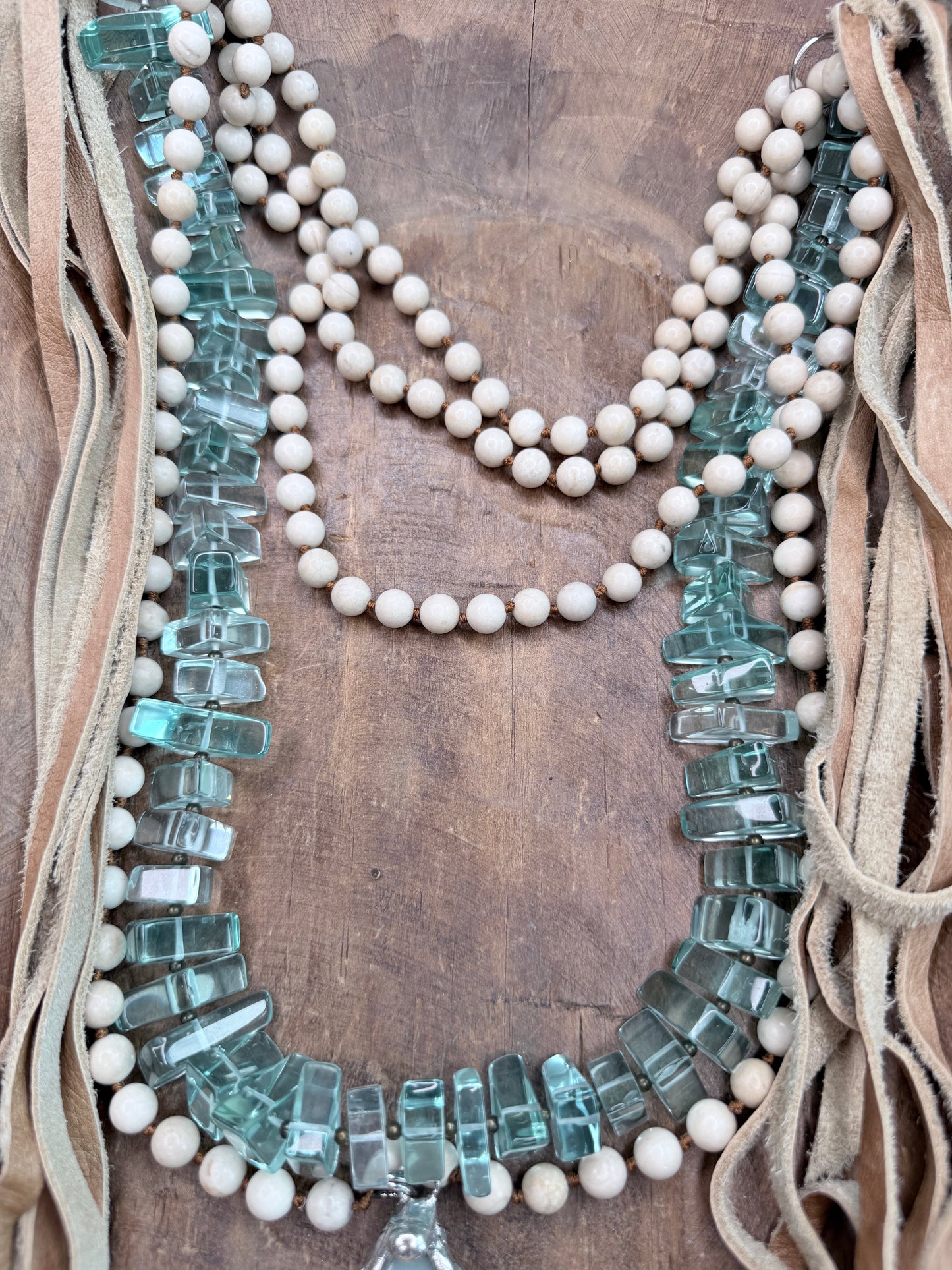 Chunky Blue and Tan Layered Necklace