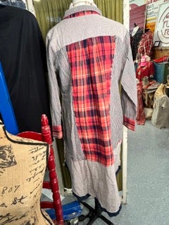 FINAL SALE Paper Lace- Long Mix Match Plaid Tunic
