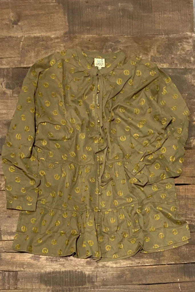 Jaded Gypsy- Peace Be With You Tunic (Olive)
