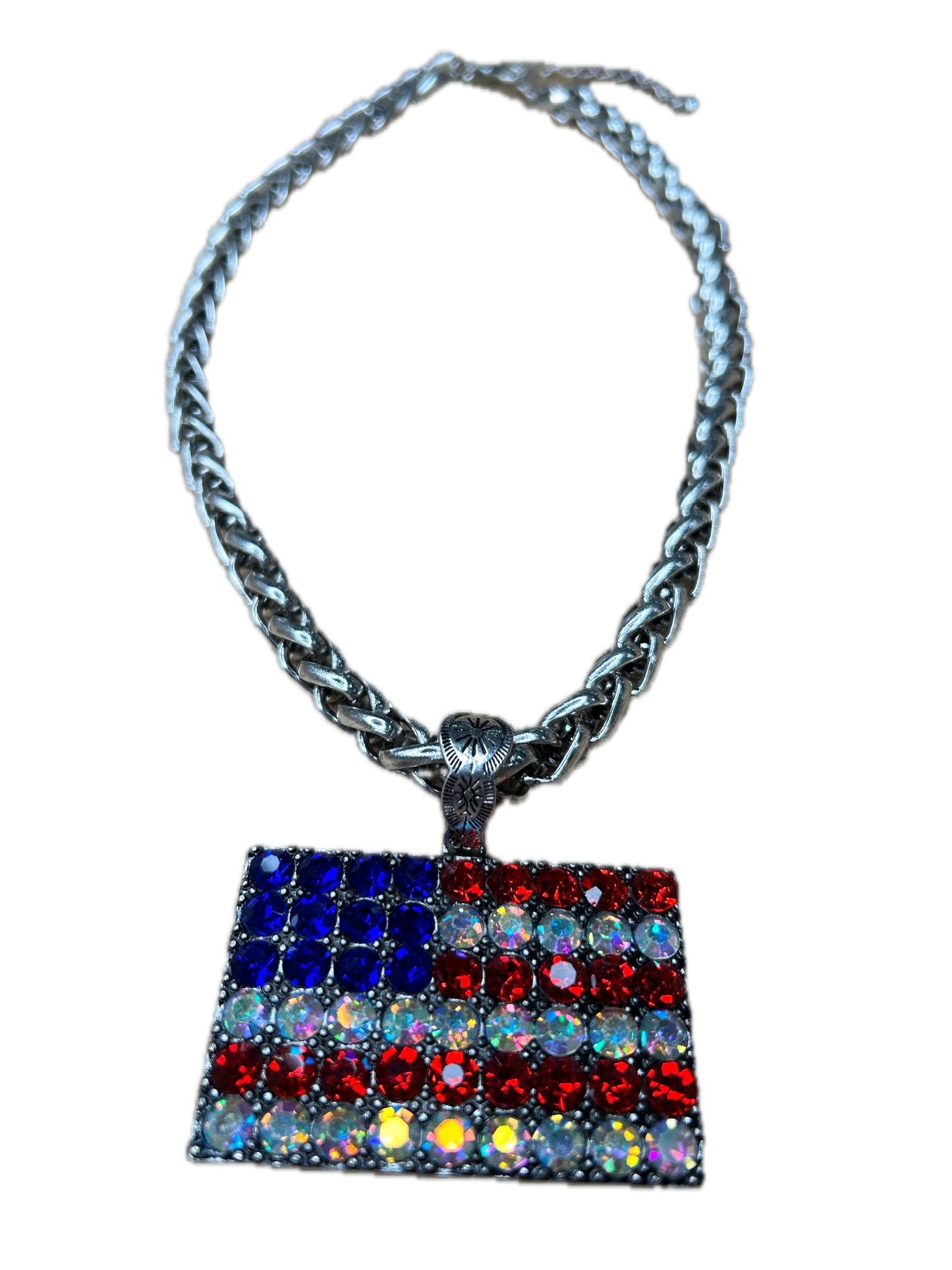 Rhinestone Flag Necklace