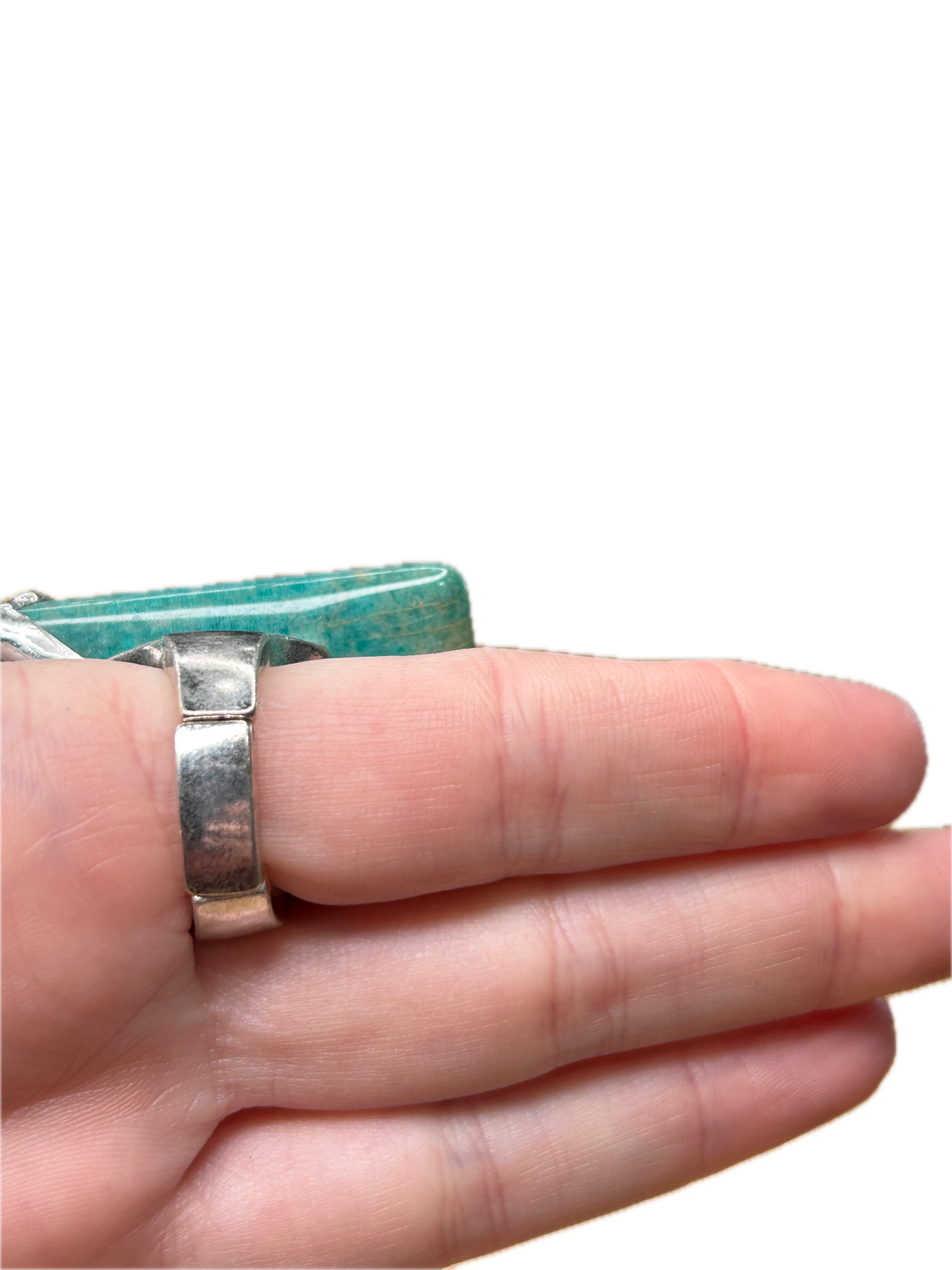 Rectangular Soldered Amazonite Peace Ring