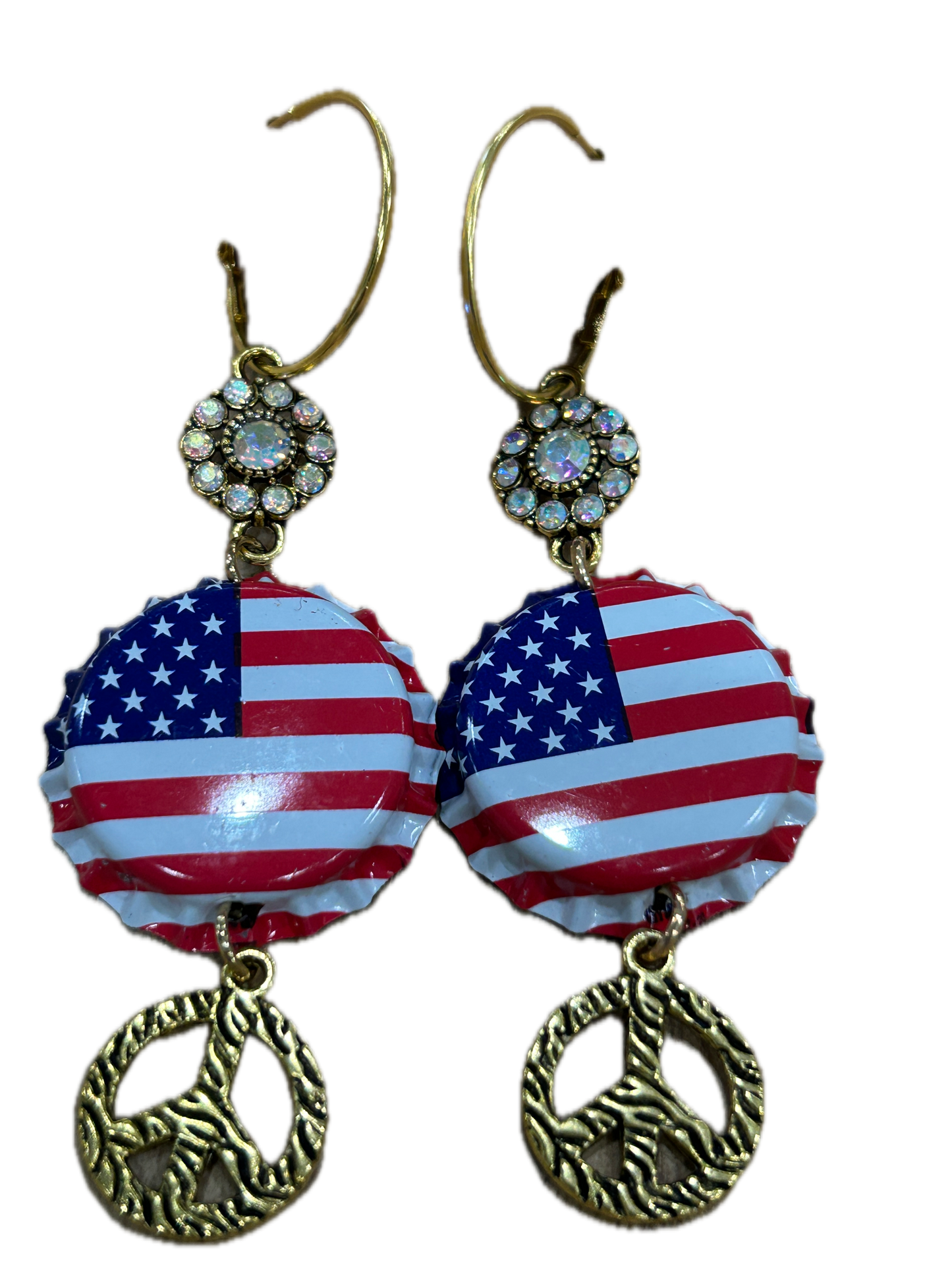 Sandra Ling Designs- Bottle Cap Flag Earrings
