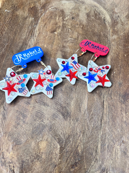 Rakel J Creations- Patriotic Star Earrings
