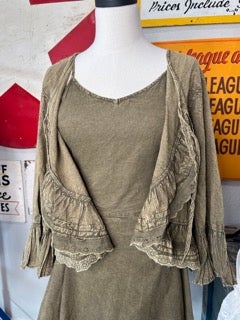 Paper Lace- Short Lace Ruffle Jacket (Moss Green)