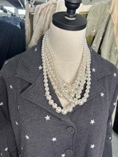 FINAL SALE Paper Lace- Long Sleeve Star Print Jacket/Dress (Charcoal)