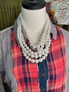 FINAL SALE Paper Lace- Long Mix Match Plaid Tunic