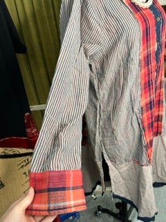 FINAL SALE Paper Lace- Long Mix Match Plaid Tunic