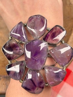 German Silver Unique Amethyst Cuff