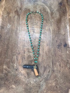 Junkyard Cowgirl- Crystals and Pistols Necklace B