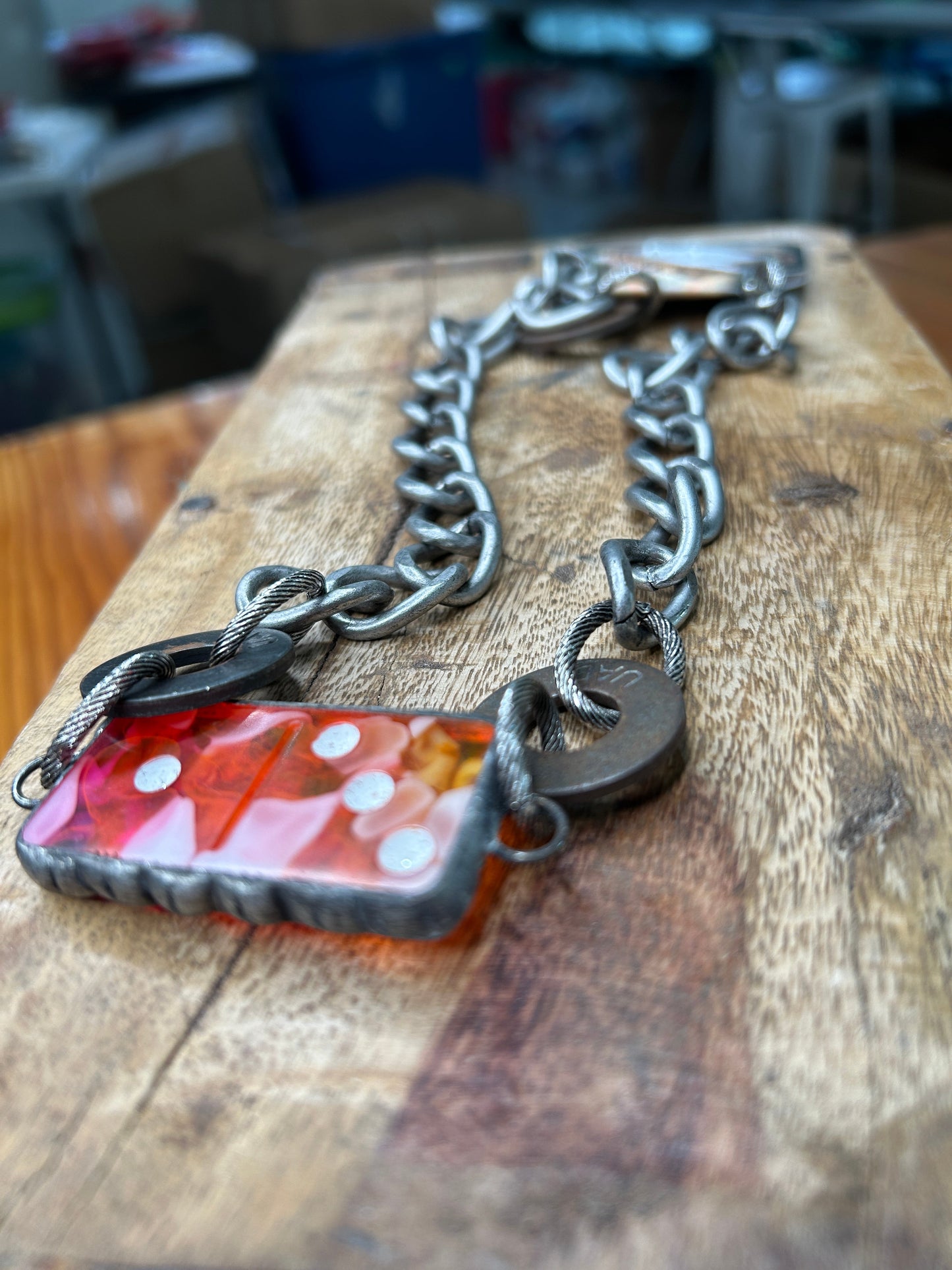 Art By Amy- Pink and Red Domino Necklace (4)